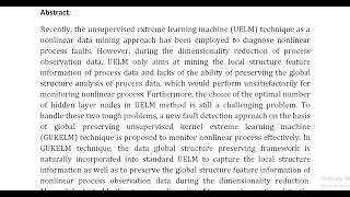 Nonlinear Process Monitoring Based on Global Preserving Unsupervised Kernel Extreme Learning Machine