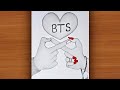 Easy BTS drawing || How to draw a BTS heart | BTS boy and girl drawing | Bajrang arts | chitra