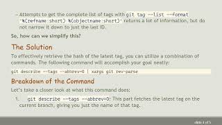 How to Get the Hash of the Latest Tag Commit on Your Current Git Branch