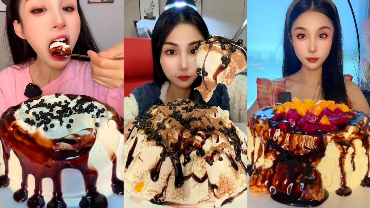ASMR Food🍰Chocolate Creamy Lava Cake(Soft And Waxy Sound)🍫MUKBANG 케이크 먹방 #asmr #delicious #food #fyp