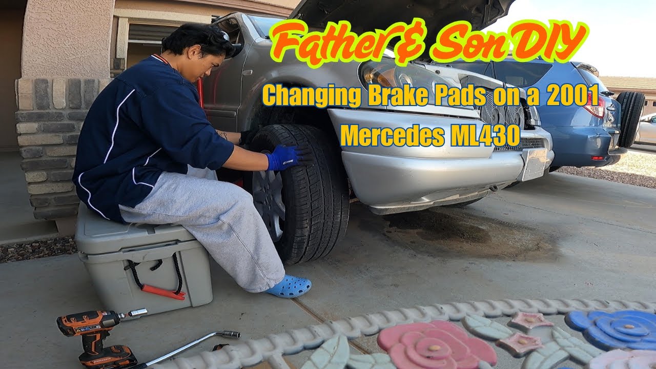 Changing Brake Pads on a 2001 Mercedes ML430 | Father & Son DIY Before the Bears Game
