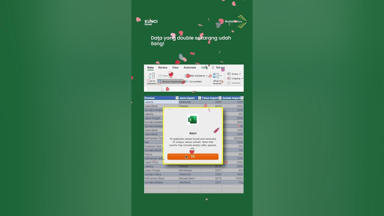 Cara hapus data double di excel youtube
