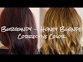 Burgundy to Honey Blonde Corrective Color