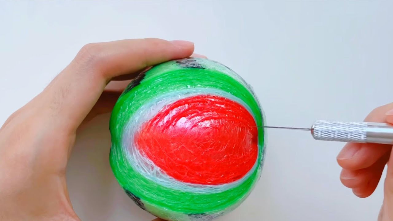 Satisfying ASMR ｜Watermelon Tape Ball Cutting Relaxing Videos YouTube