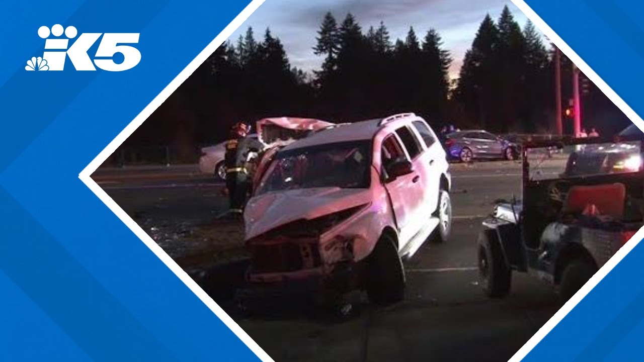 Lakewood police pursuit ends in large crash on Canyon Road - YouTube