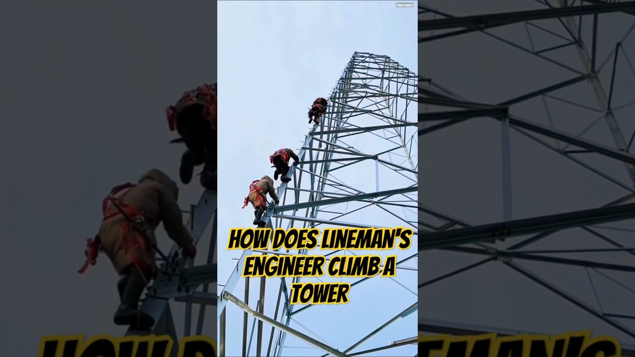 How does lineman's engineer climb a tower? 