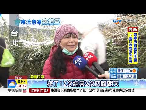 大屯山銀白世界絕美! 熱血男"騎單車"衝上山│中視新聞 20210109
