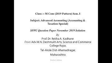 SPPU Question Paper Solution M Com I Accounting & Taxation Special Valuation of Shares