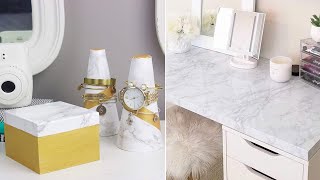 How To Apply White Marble Wallpaper For Table