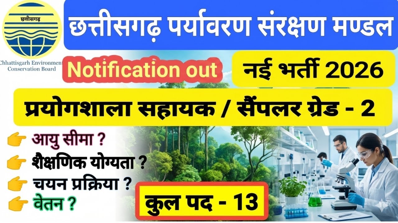 Prayogshala Sahayak Grade 2 Recruitment 2026 CGVYAPAM | Complete Details is here