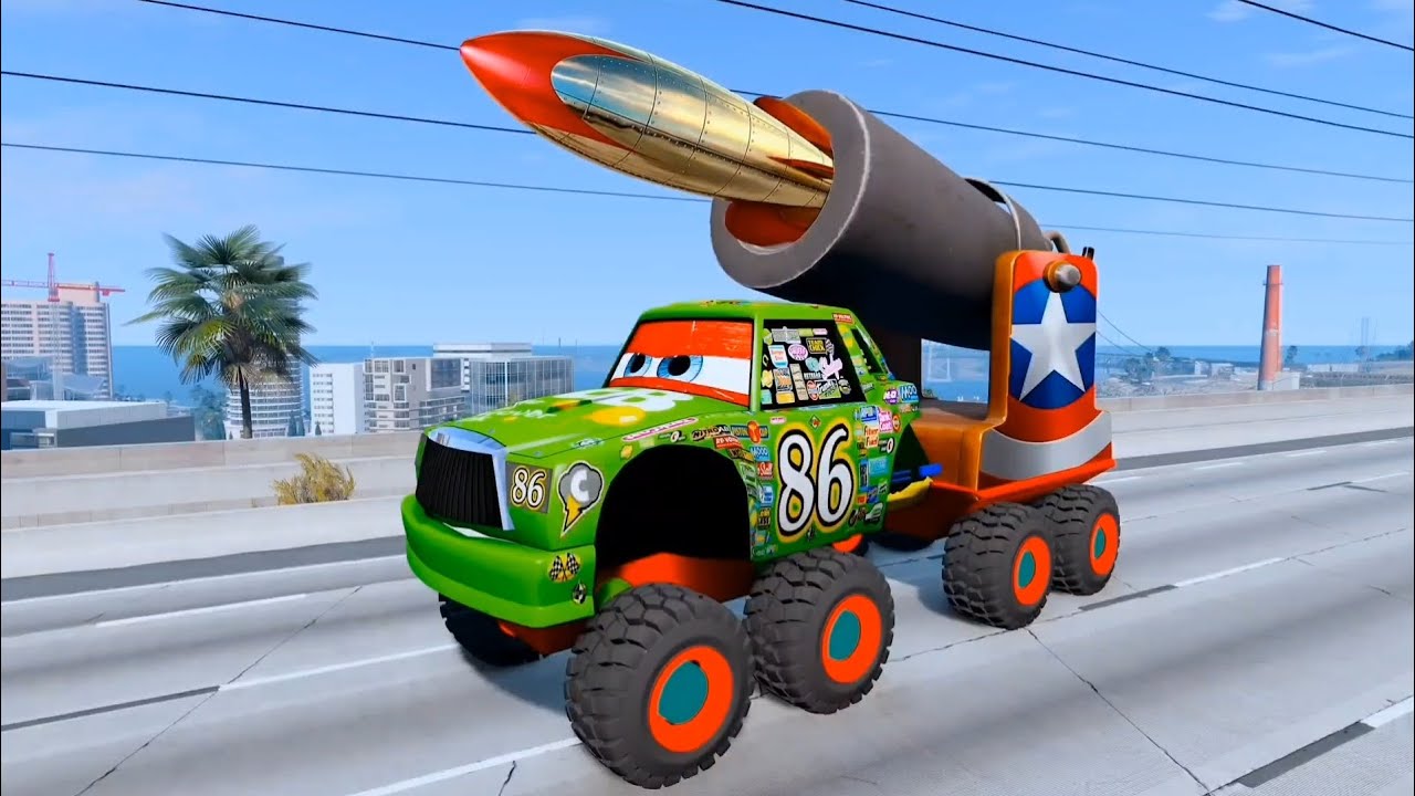 McQueen Garbage truck VS Giant TOW Mater Zombie, Apocalypse in BeamNG-COFFIN DANCE SONG COVER