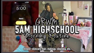 my REALISTIC 5am high school morning routine *grwm* (senior year) || myya