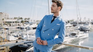 Vigo, costume croisé bleu, costume homme samson sur mesure