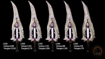 Sword Fantasy | 5 LODs + 10 Texture Variations | Game-Ready Model Video Versions LODs