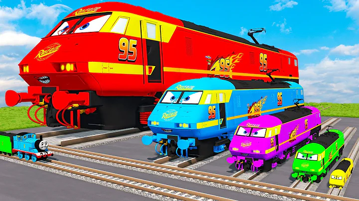 Big & Small Colors Trains Lightning Mcqueen vs Train | BeamNG.Drive