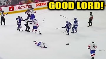 Michael Pezzetta Hit on Marc Del Gaizo Fight Brawl w/ Floria Xhekaj | Marlies vs Laval Rocket 2025