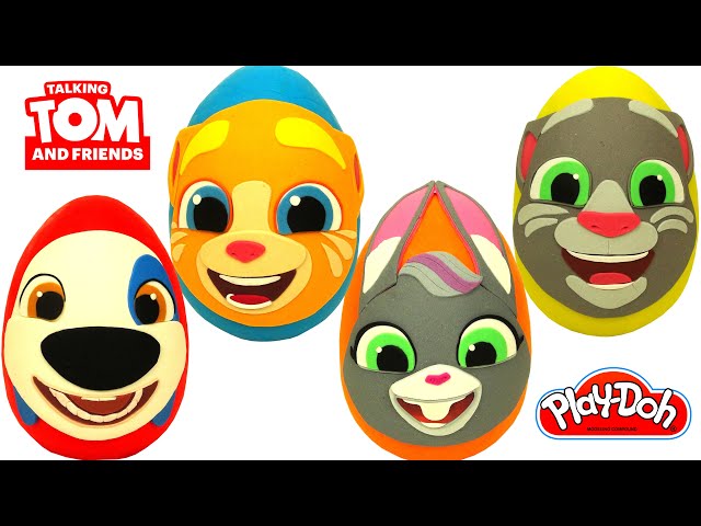 4 Ovos Surpresas Talking Tom & Friends Becca, Angela, Ginger, Hank em  Português Massinha Play Doh - YouTube