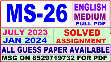 ms 26 solved assignment 2023 / ms 26 solved assignment 2024 / ignou ms 26 2023-24