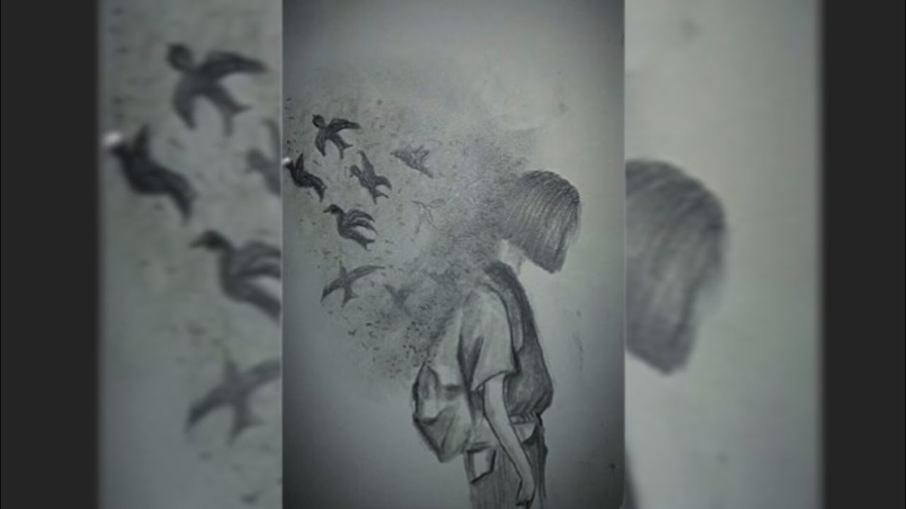 How To Draw A Sad Girl?? Alone girl drawing! Sketch! 