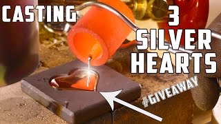 Casting 3 Real Silver Hearts