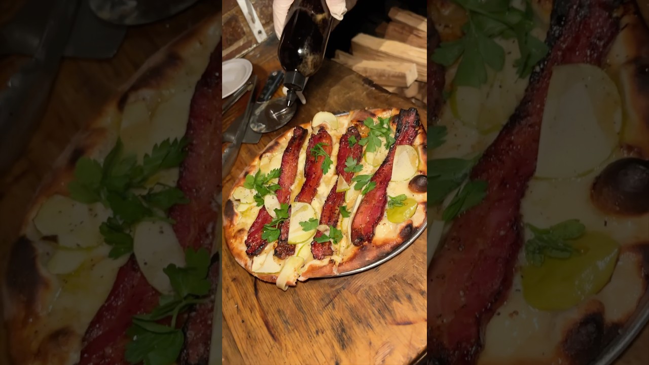 Sweet & savory perfection! The THICK CUT STEAKHOUSE BACON PIZZA from Capizzi in NYC! 🥓 #DEVOURPOWER