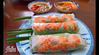 Gỏi cuốn với 2 loại nước chấm thiệt là ngon || Vietnamese Fresh Spring Roll || Natha Food