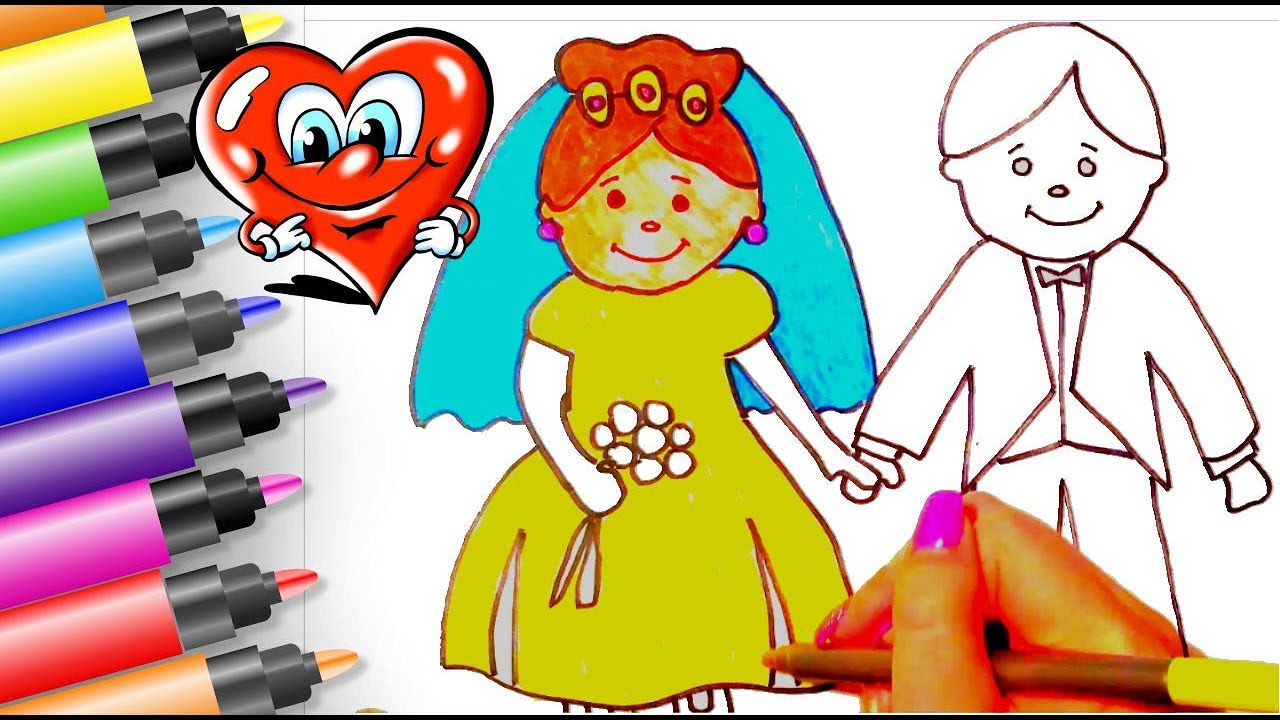 HOW TO DRAW Wedding of Princess and King Coloring Pages 🔴 Fun Rainbow