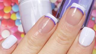 Easy French Manicure | Purple French Tip Nail Art | Two Colors Nail Tutorial for Beginners
