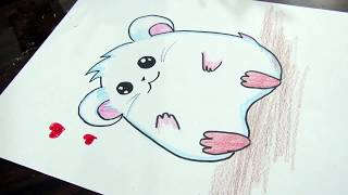 تعليم الرسم للاطفال | كيف ترسم هامستر لطيف بالخطوات| How to Draw a Hamster Super Easy