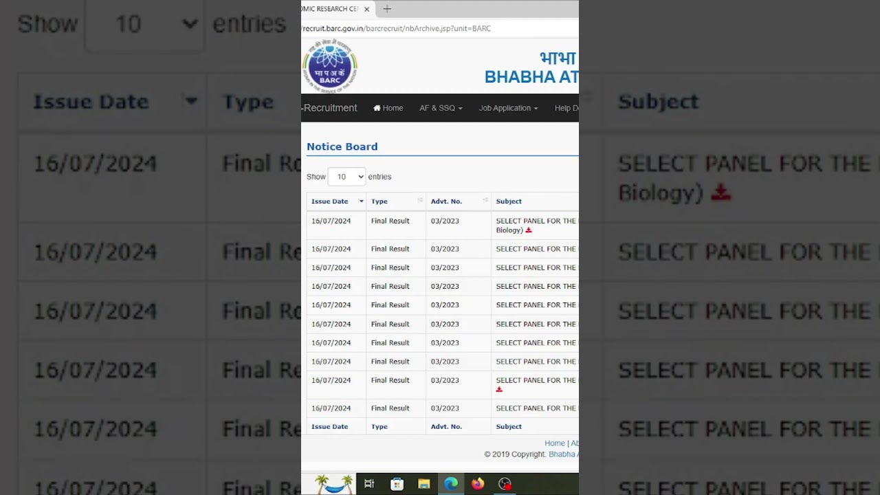 BARC II BARC RESULT OUT II STIPENDIARY TRAINEE CATEGORY1II