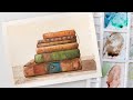 Watercolor stack of OLD BOOKS - easy step by step painting process