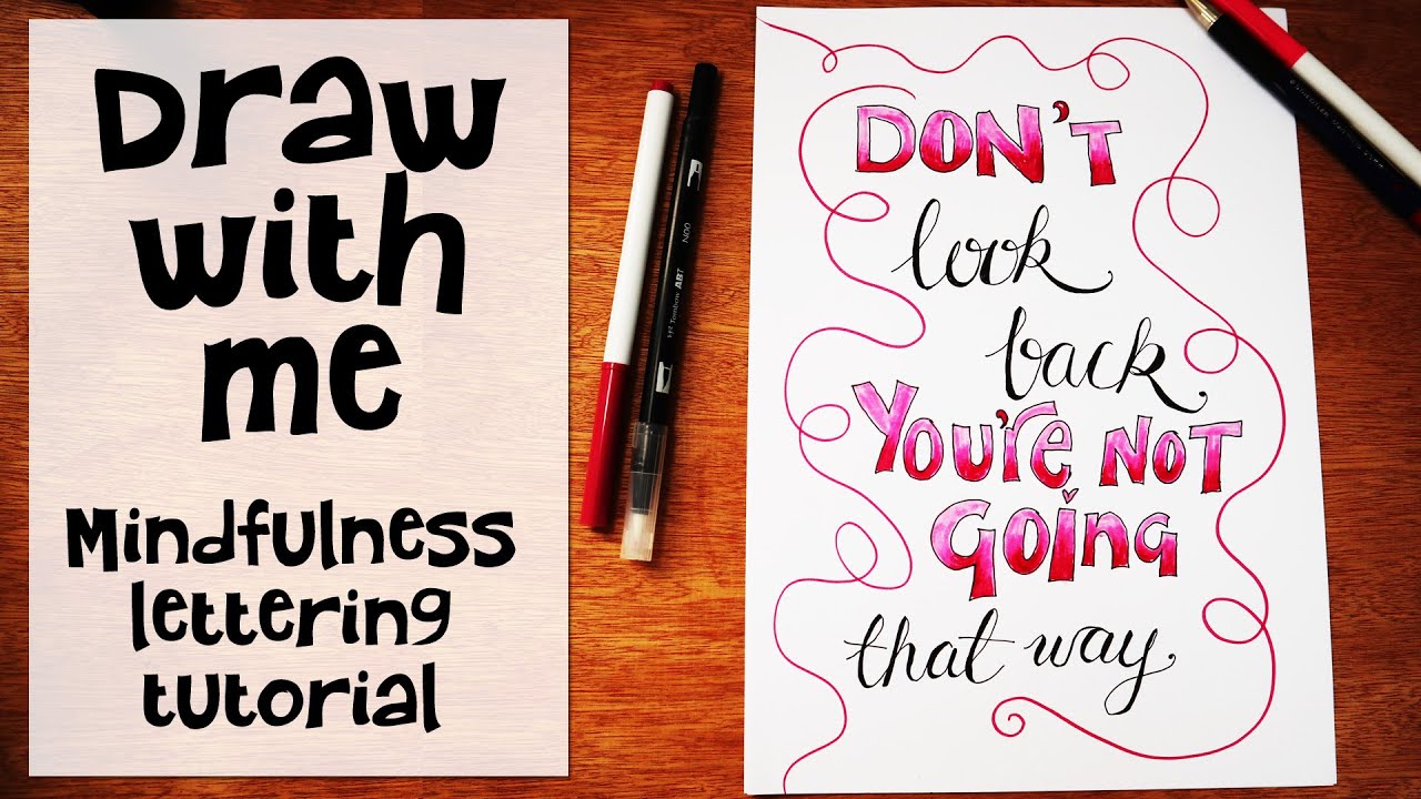 Mindfulness Lettering: hand lettering drawing tutorial: draw with me. 