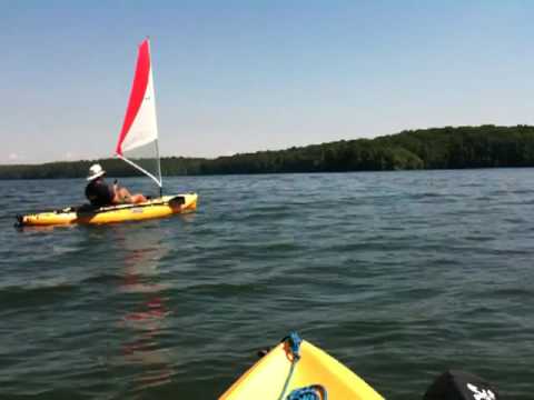 Hobie Outback kayak sailing at Triadelphia - YouTube