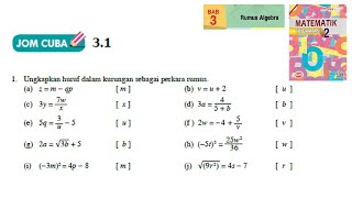 Kssm Matematik Tingkatan 2 Bab 3 Rumus Algebra Jom Cuba 3 1 No1 Buku Teks Form2 Youtube