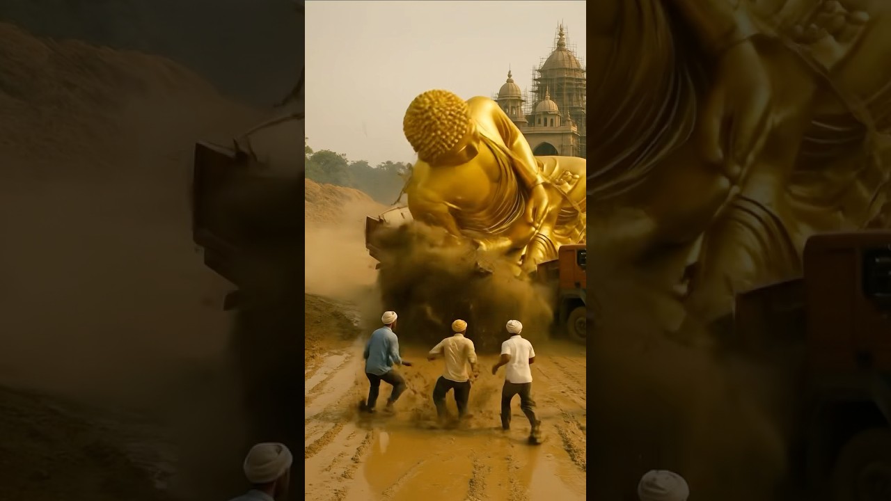 Buddha Idol Falls During Temple Transport – Shocking Moment 