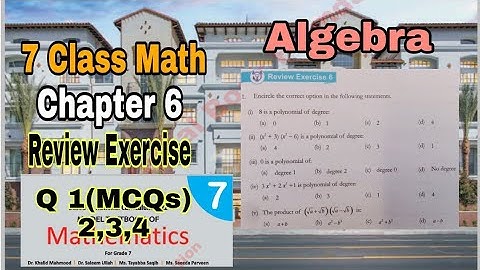 Class 7 Math Chapter 6 Review Exercise | Q 1(MCQs) 2,3,4| Algebra |SNC|NBF| ilmi darasgah
