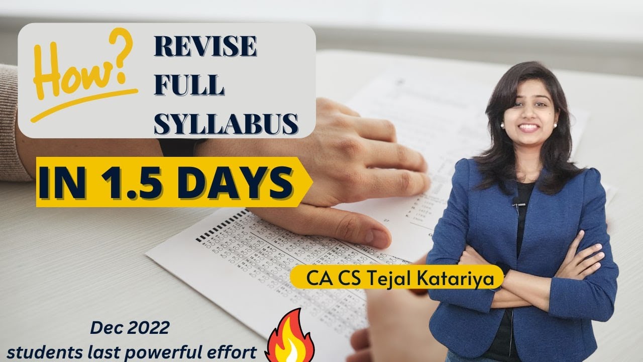 How to revise full Syllabus in 1.5days before exam? CA/CS/CMA Exam| By ...