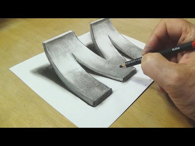 How To Draw A 3d Letter M - Awesome Trick Art class=