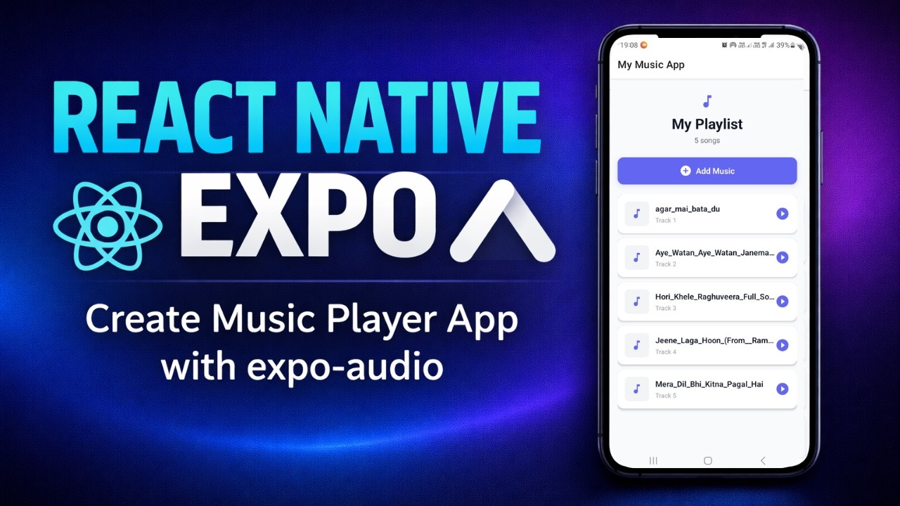 Create Complete Music Player App in React Native Expo (expo-audio ...