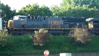 CSX Double Stack Train Eastbound on Raised Tracks