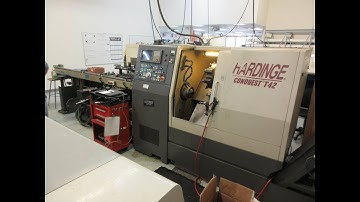 Hardinge Conquest T-42 CNC 3-Axis 2-Turret Turning Center with Har-Matic Bar Feeder and More
