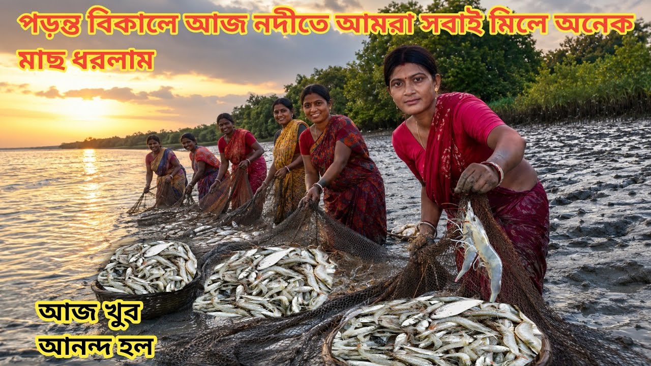 পড়ন্ত বিকালে আজ নদীতে অনেক মেয়েরা মিলে প্রচুর মাছ ধরলাম || Nandita Sundarban life