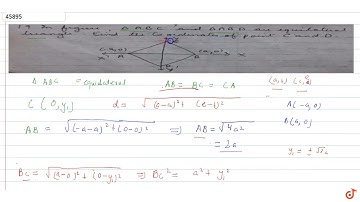 In Fig.`ABC` and `ABD` are equilateral triangle find the coordinates of `C` and `D`