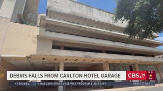 Part of Elm Street to stay closed until repairs made after bricks fell Carlton Hotel