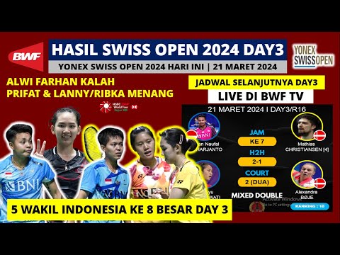 Hasil Swiss Open 2024 Hari ini Day3: Apriyani / Siti Fadia Menang | Swiss Open 2024 Badminton R16