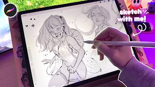 Cozy ASMR Drawing ✎*.✧ | sketch with me on Procreate, pencil sounds, comfy vibes & character design