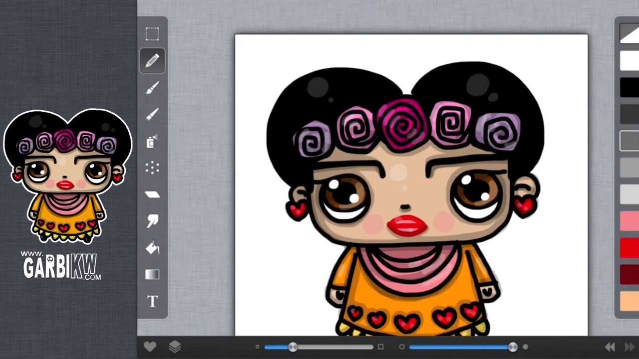 How To Draw Frida Kahlo Cartoon By Garbi Kw Youtube