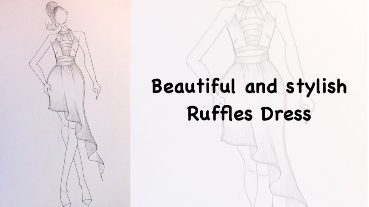 How to Draw Beautiful and Stylish Ruffles Dress Idea