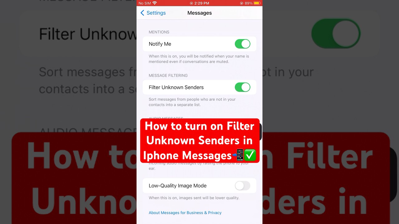 How to turn on Filter Unknown Senders in Iphone Messages📲✅ 