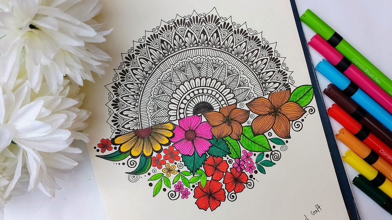 Mandala Art with Colorful Flowers | Design and Craft - YouTube